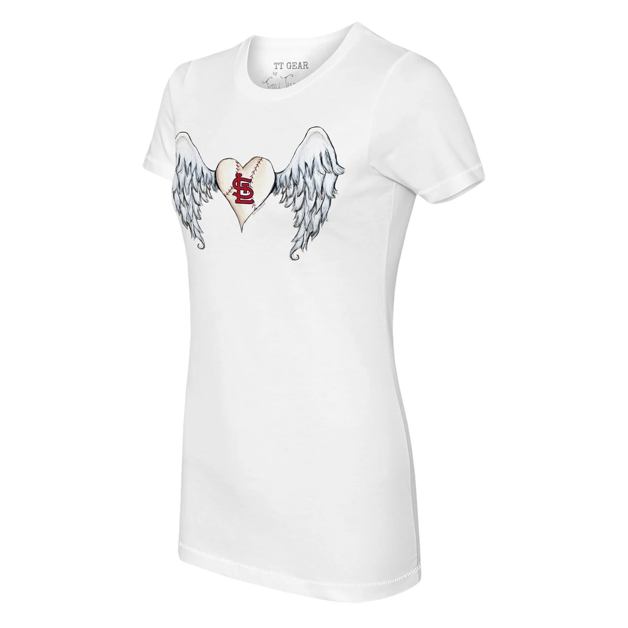 Women's St. Louis Cardinals Tiny Turnip White Angel Wings T-Shirt 4 Women's St. Louis Cardinals Tiny Turnip White Angel Wings T-Shirt - Image 2