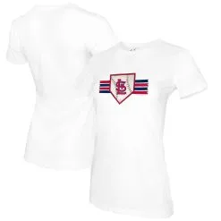 Women's St. Louis Cardinals Tiny Turnip White Base Stripe T-Shirt