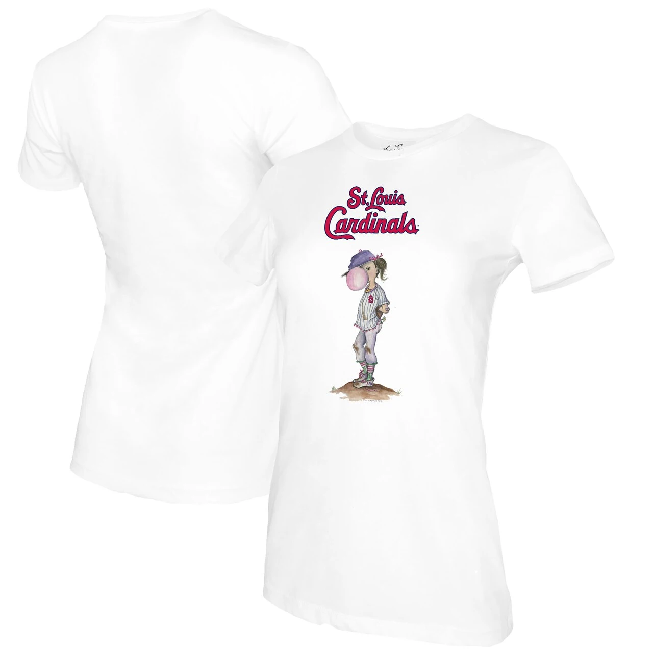 Women's St. Louis Cardinals Tiny Turnip White Bubbles T-Shirt 3 Women's St. Louis Cardinals Tiny Turnip White Bubbles T-Shirt