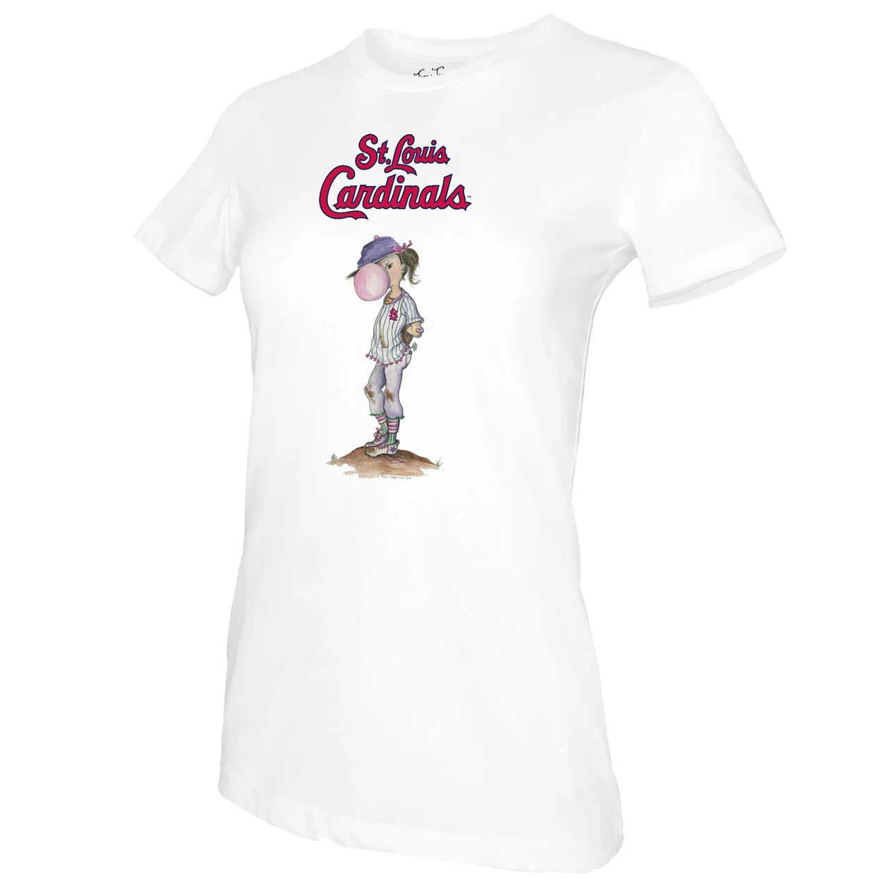 Women's St. Louis Cardinals Tiny Turnip White Bubbles T-Shirt 4 Women's St. Louis Cardinals Tiny Turnip White Bubbles T-Shirt - Image 2