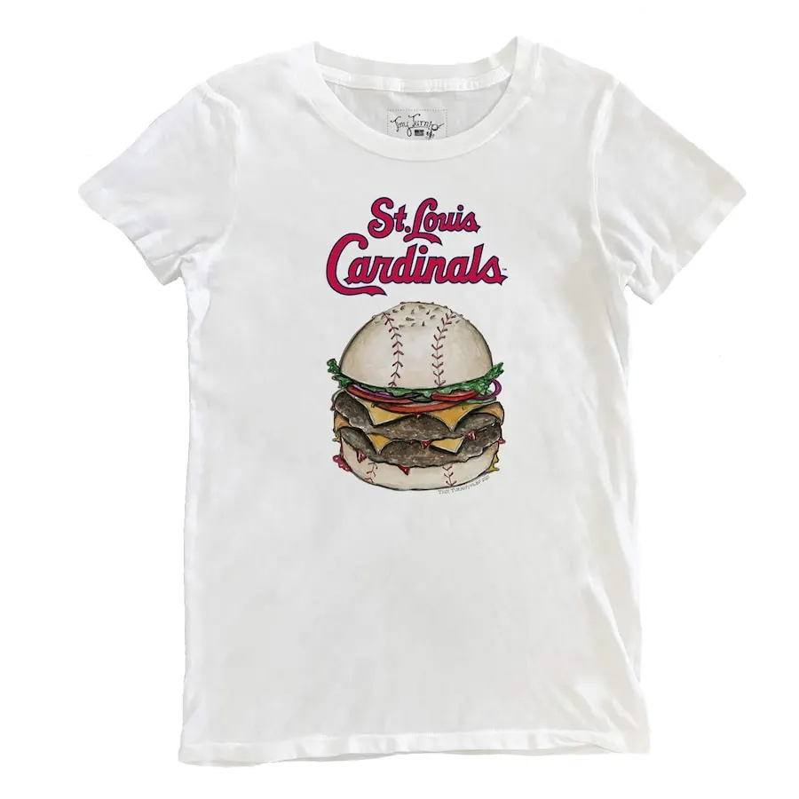 Women's St. Louis Cardinals Tiny Turnip White Burger T-Shirt 3 Women's St. Louis Cardinals Tiny Turnip White Burger T-Shirt