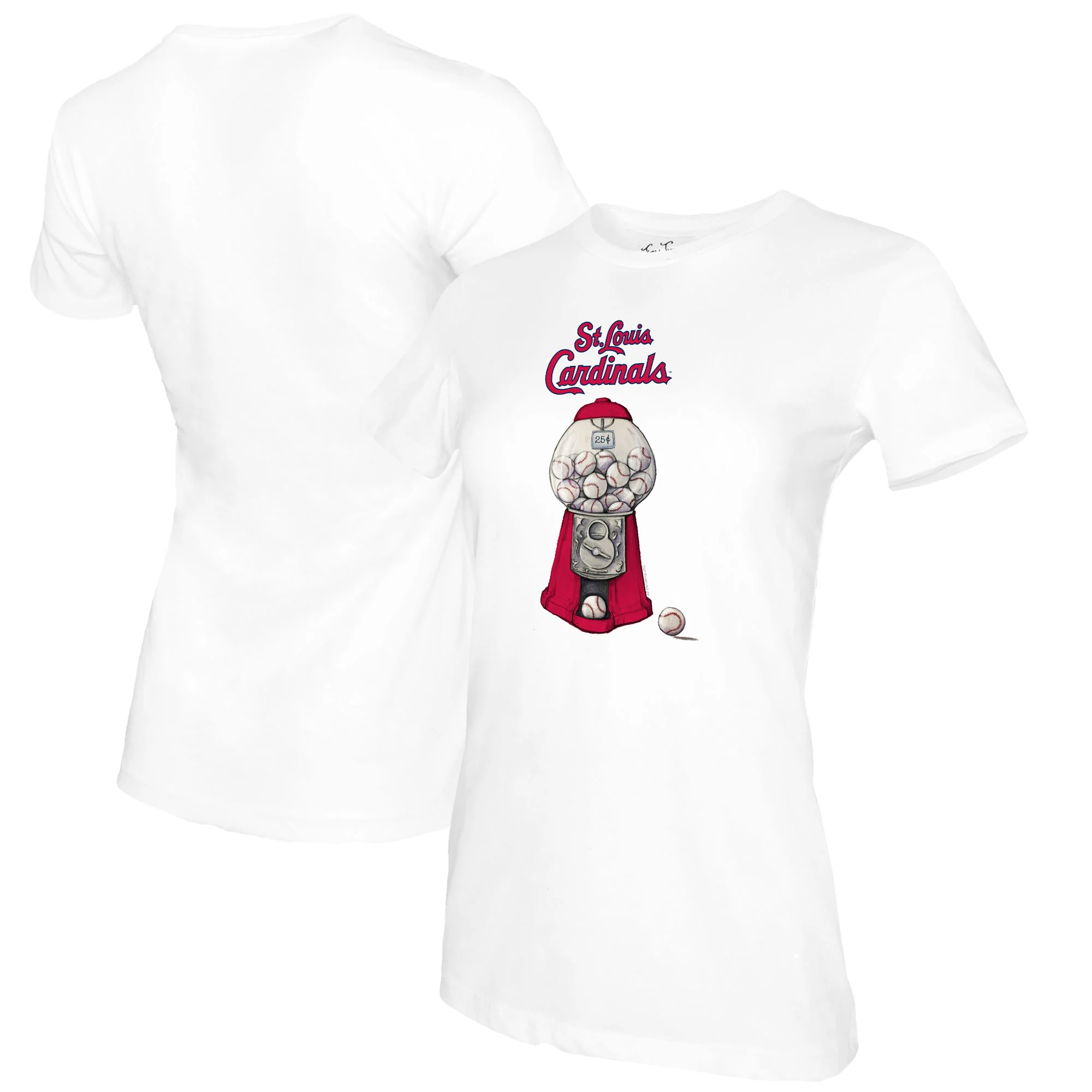 Women's St. Louis Cardinals Tiny Turnip White Gumball Machine T-Shirt 3 Women's St. Louis Cardinals Tiny Turnip White Gumball Machine T-Shirt