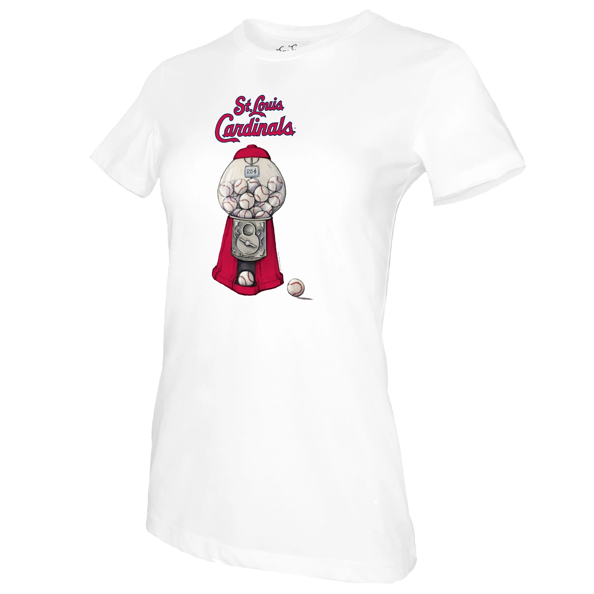 Women's St. Louis Cardinals Tiny Turnip White Gumball Machine T-Shirt 4 Women's St. Louis Cardinals Tiny Turnip White Gumball Machine T-Shirt - Image 2