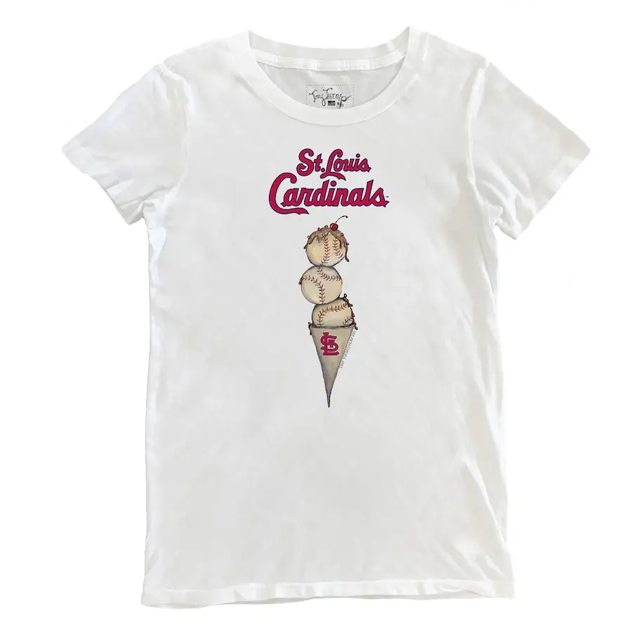 Women's St. Louis Cardinals Tiny Turnip White Triple Scoop T-Shirt 3 Women's St. Louis Cardinals Tiny Turnip White Triple Scoop T-Shirt