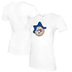 Women's Toronto Blue Jays Tiny Turnip White Baseball Bow T-Shirt