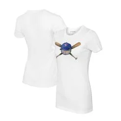 Women's Toronto Blue Jays Tiny Turnip White Hat Crossbats T-Shirt