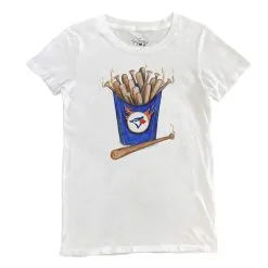 Women's Toronto Blue Jays Tiny Turnip White Hot Bats T-Shirt