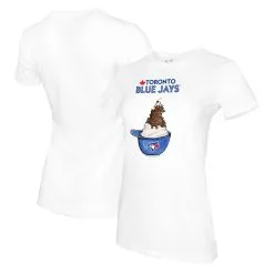 Women's Toronto Blue Jays Tiny Turnip White Sundae Helmet T-Shirt