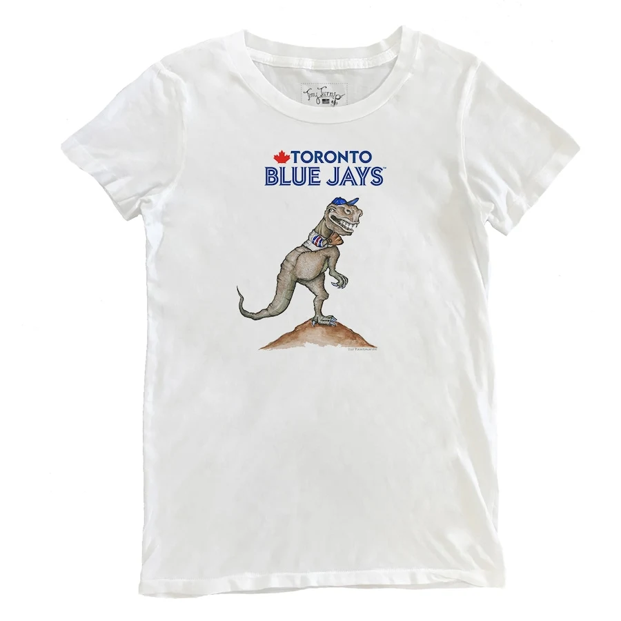 Women's Toronto Blue Jays Tiny Turnip White TT Rex T-Shirt 3 Women's Toronto Blue Jays Tiny Turnip White TT Rex T-Shirt
