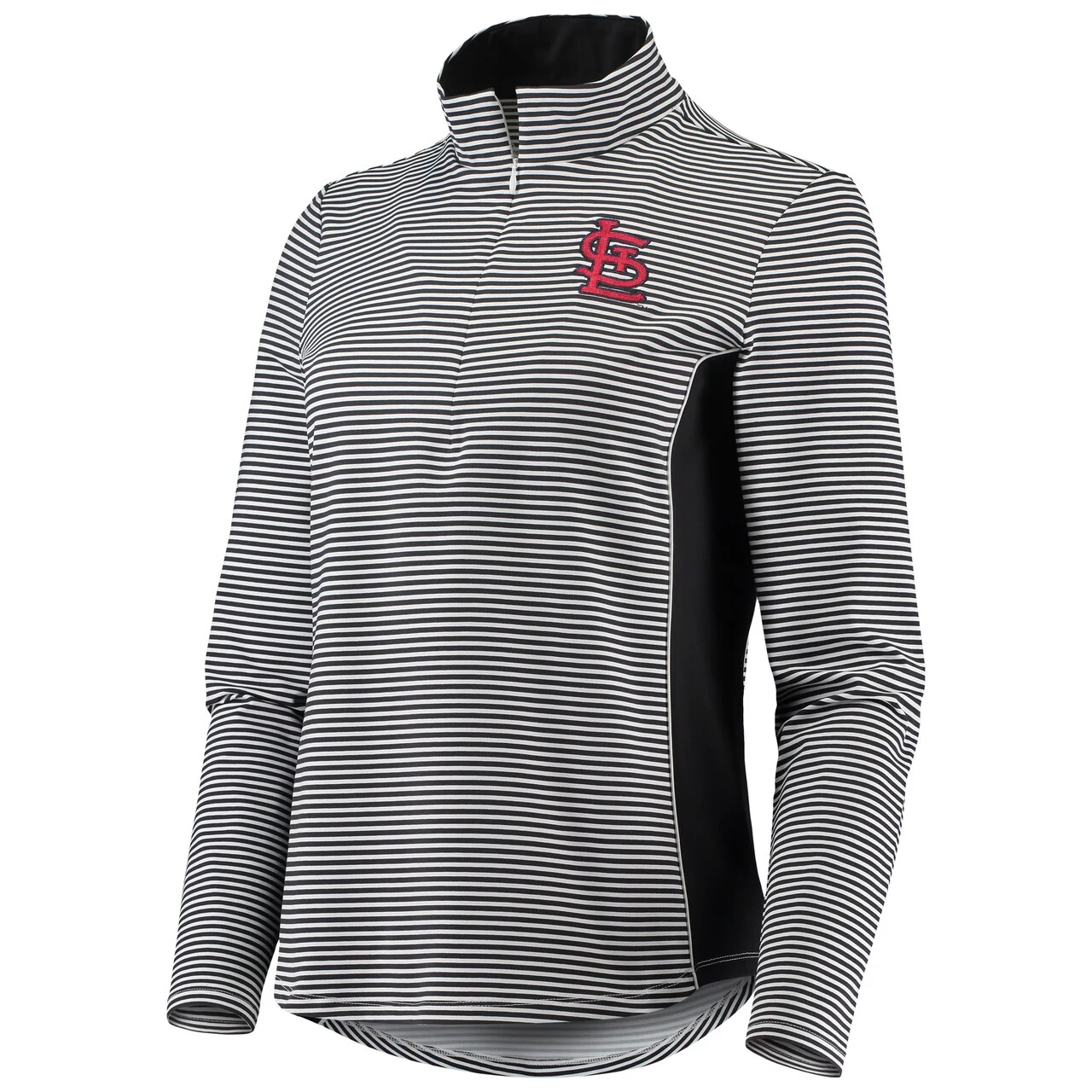 Women's St. Louis Cardinals Tommy Bahama Black Aubrey Stripe Block IslandZone Half-Zip Jacket 4 Women's St. Louis Cardinals Tommy Bahama Black Aubrey Stripe Block IslandZone Half-Zip Jacket - Image 2