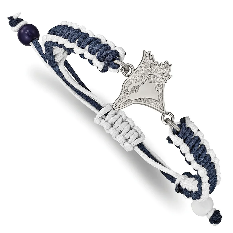 LogoArt Women's Toronto Blue Jays Stainless Steel Adjustable Cord Bracelet 3 LogoArt Women's Toronto Blue Jays Stainless Steel Adjustable Cord Bracelet