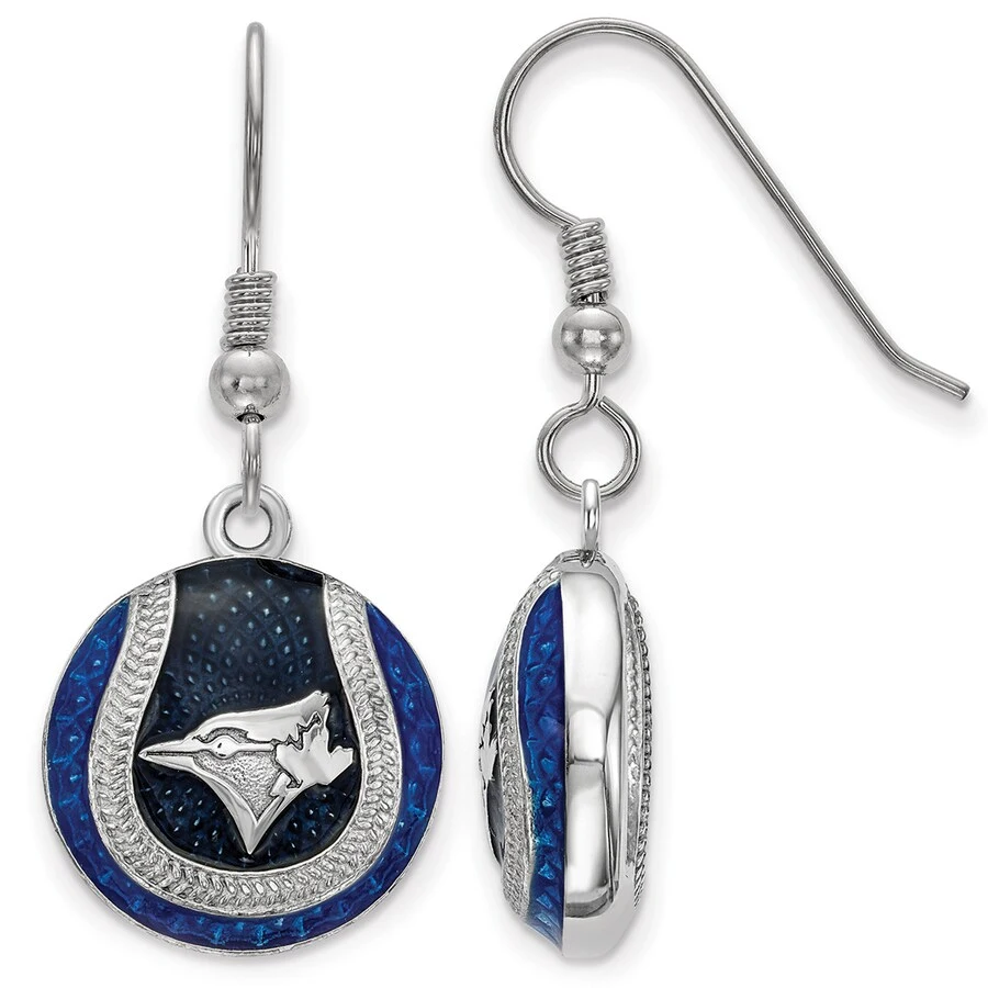 LogoArt Women's Toronto Blue Jays Sterling Silver Enameled Baseball Earrings 3 LogoArt Women's Toronto Blue Jays Sterling Silver Enameled Baseball Earrings