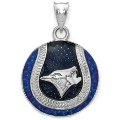LogoArt Women's Toronto Blue Jays Sterling Silver Enameled Baseball Pendant