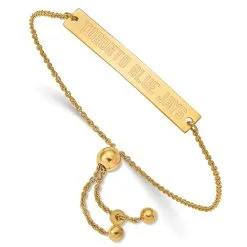 LogoArt Women's Toronto Blue Jays Sterling Silver Gold-Plated Bar Bracelet