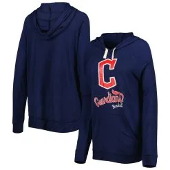 Women's Cleveland Guardians Touch Navy Pre-Game Raglan Pullover Hoodie