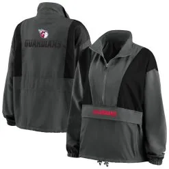 Women's Cleveland Guardians WEAR By Erin Andrews Charcoal Packable Half-Zip Jacket