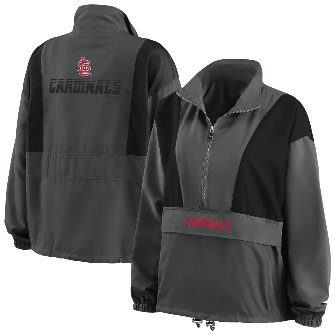 Women's St. Louis Cardinals WEAR By Erin Andrews Charcoal Packable Half-Zip Jacket 3 Women's St. Louis Cardinals WEAR By Erin Andrews Charcoal Packable Half-Zip Jacket